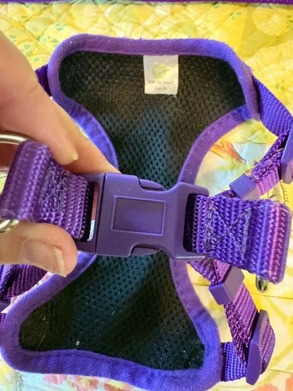Unbranded Step In Dog Harness, XS Purple Floral w/ matching rhinestone collar